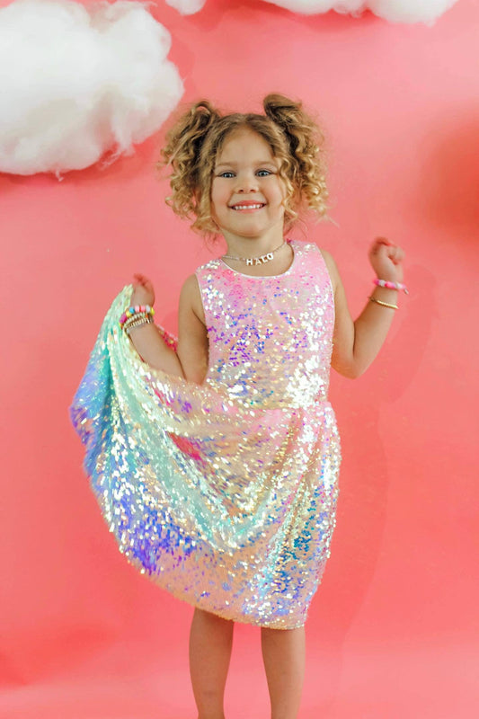 Girls Ombre Sequin Dress