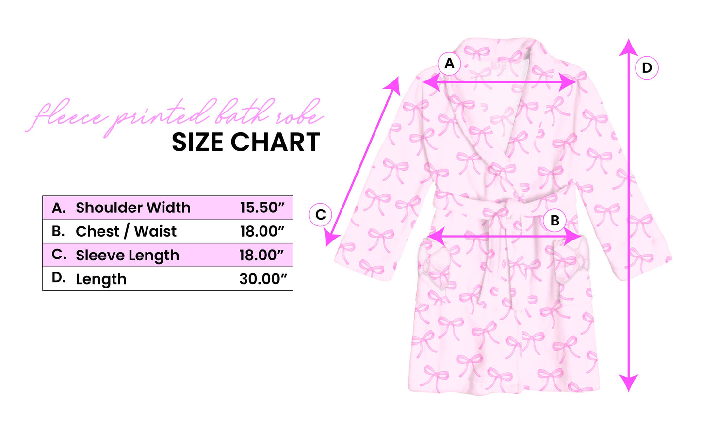 Fleece Printed Bath Robe: Pink Bow Print