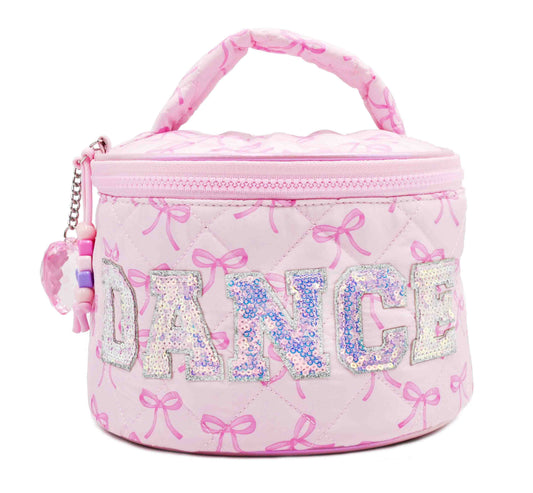 'DANCE' Bow Quilted Round Glam Bag