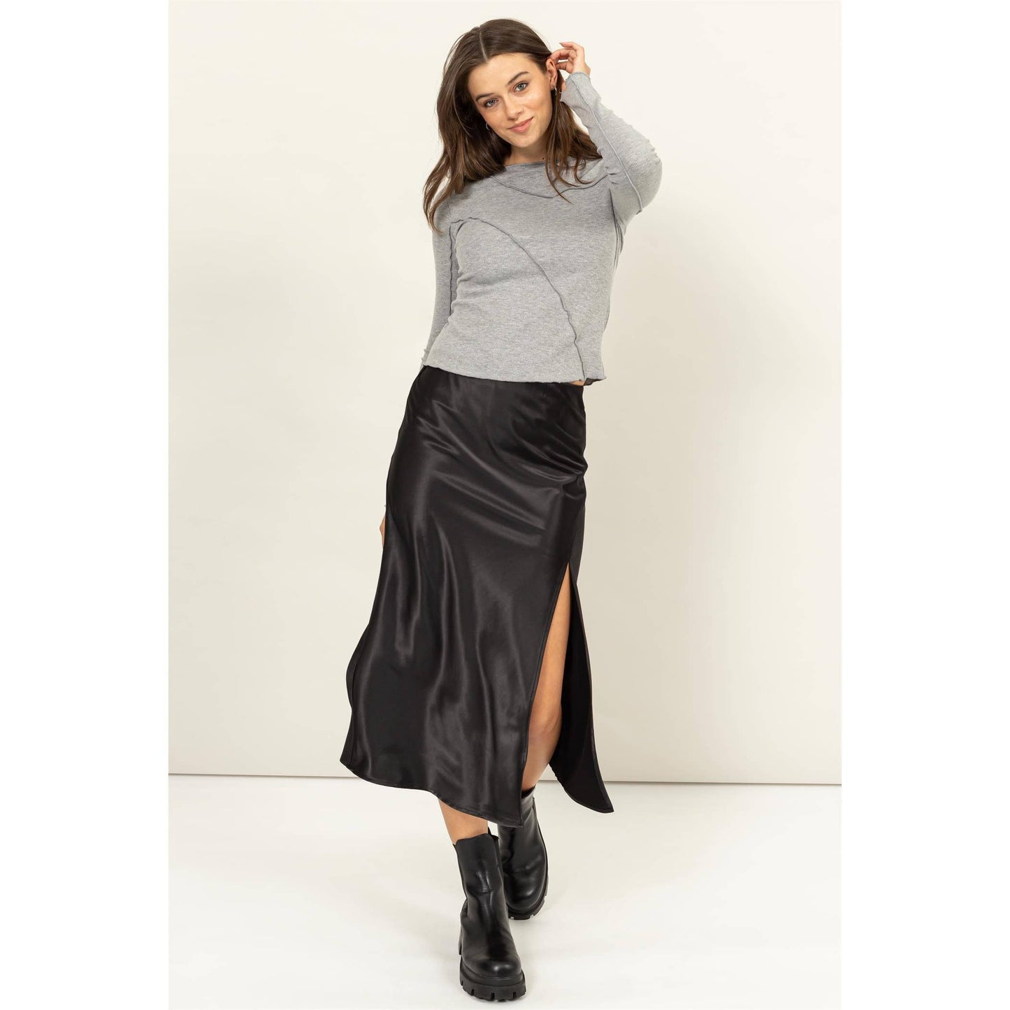 Carson Satin Midi Skirt