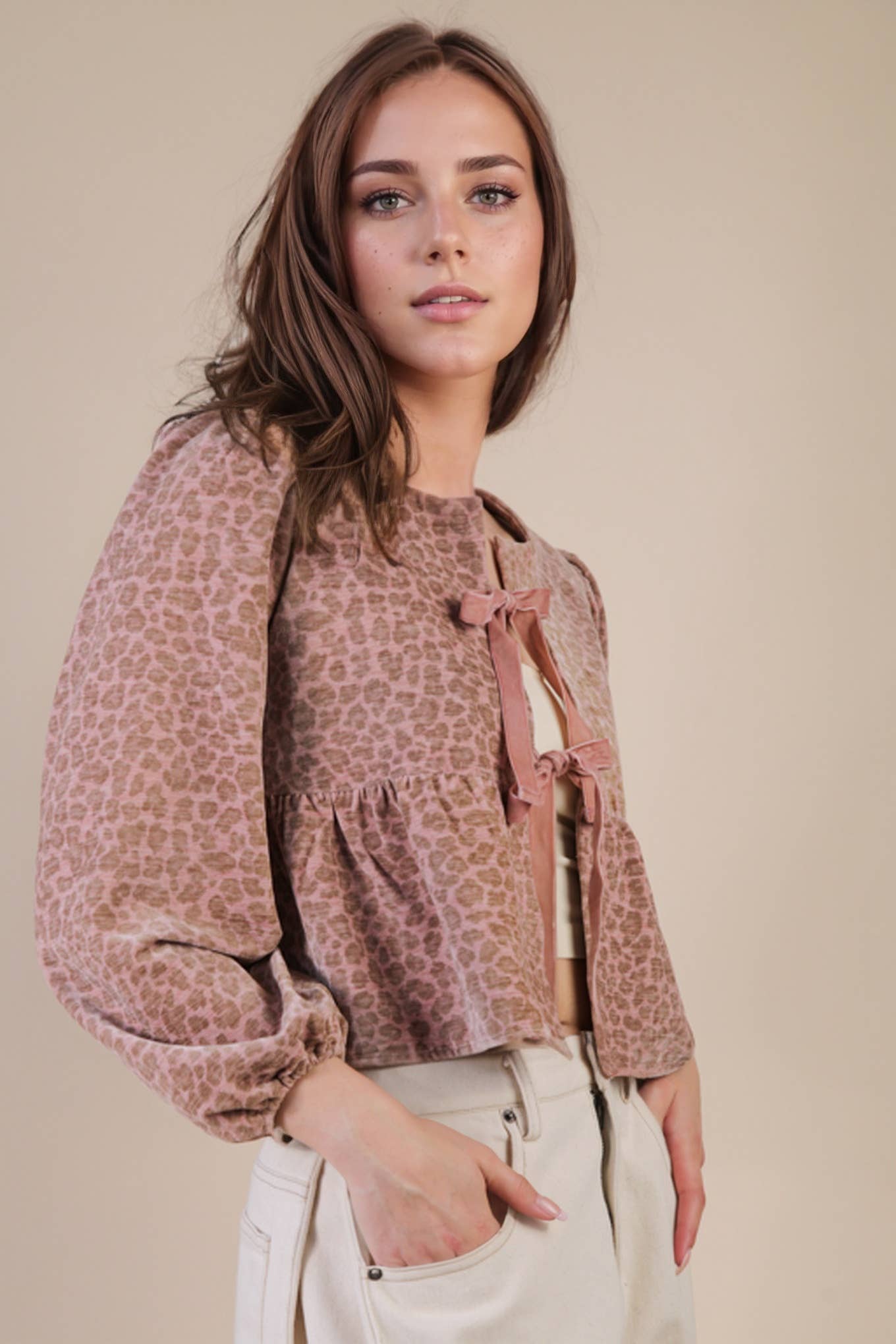 Tara Leopard Tie Blouse