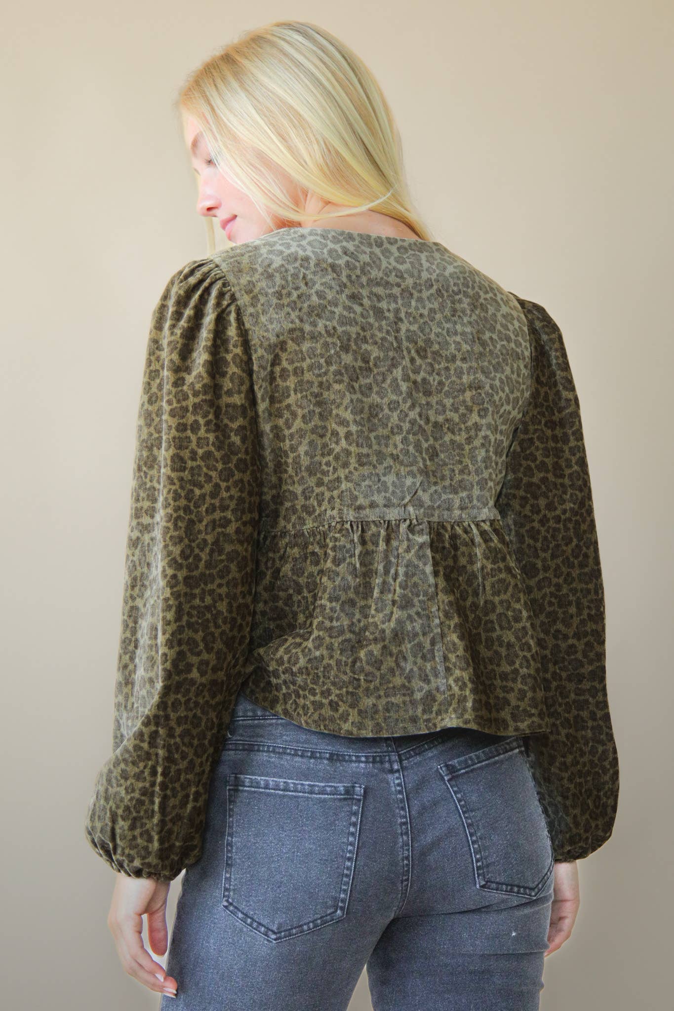 Tara Leopard Tie Blouse