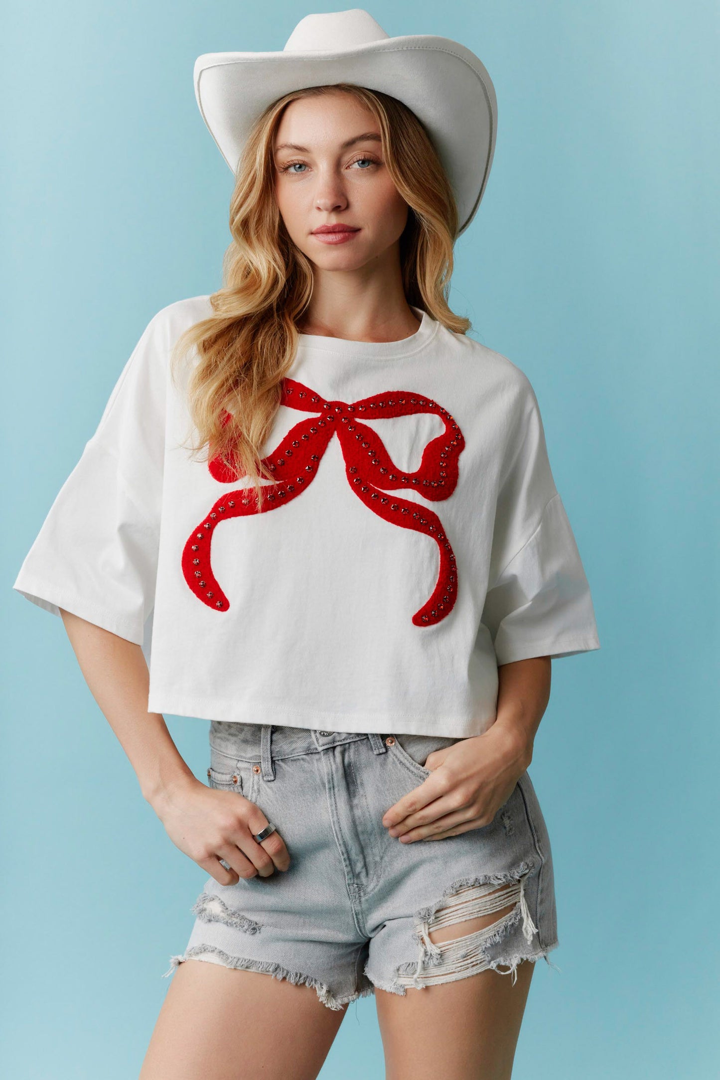 Rhinestone Ribbon T-Shirt