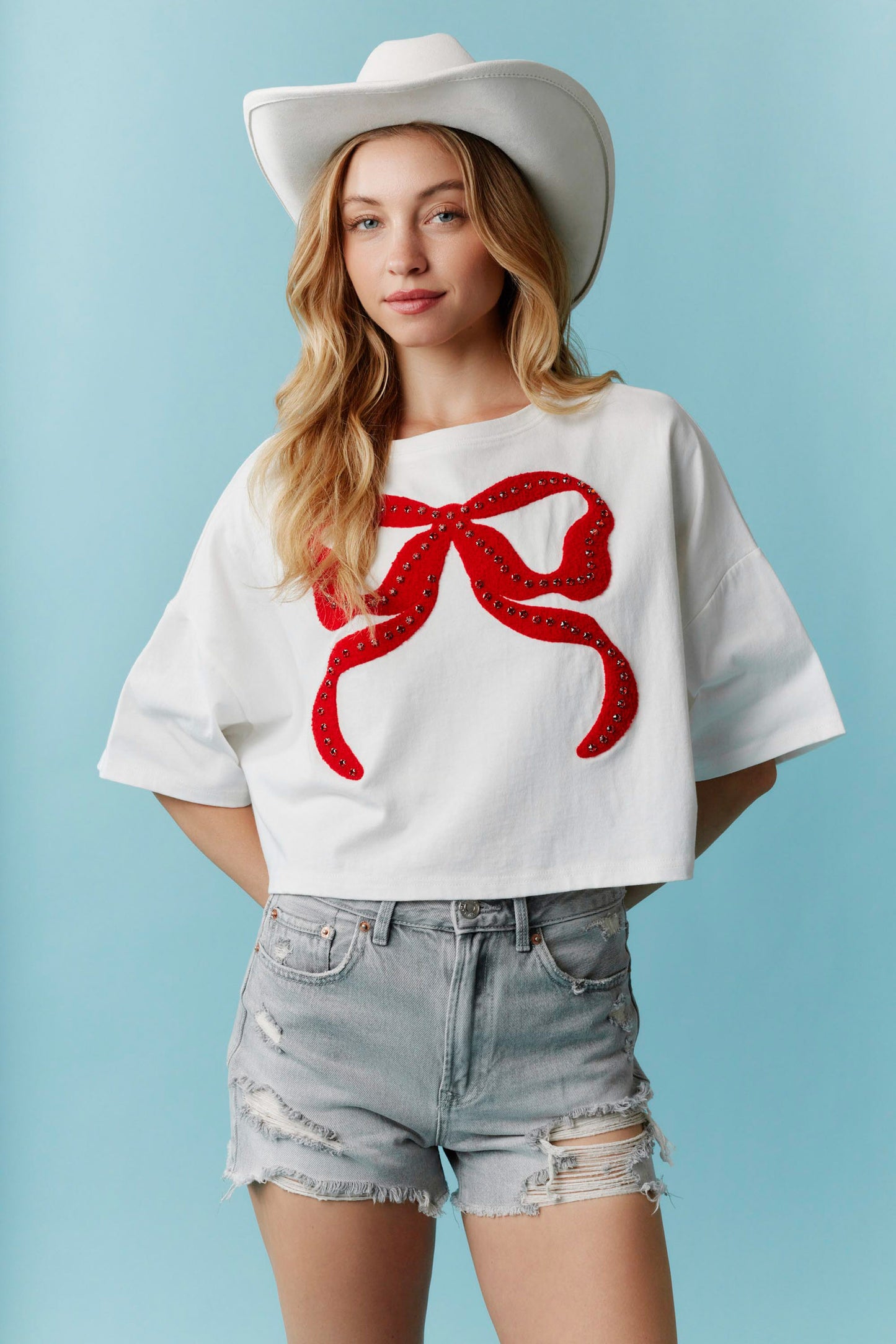 Rhinestone Ribbon T-Shirt