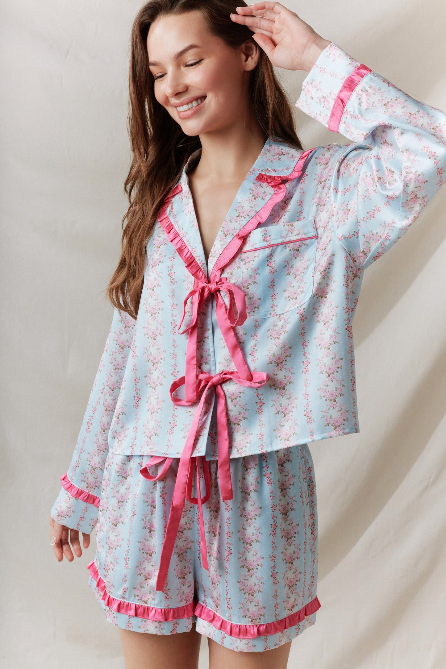 Fancy Floral Satin Pajamas