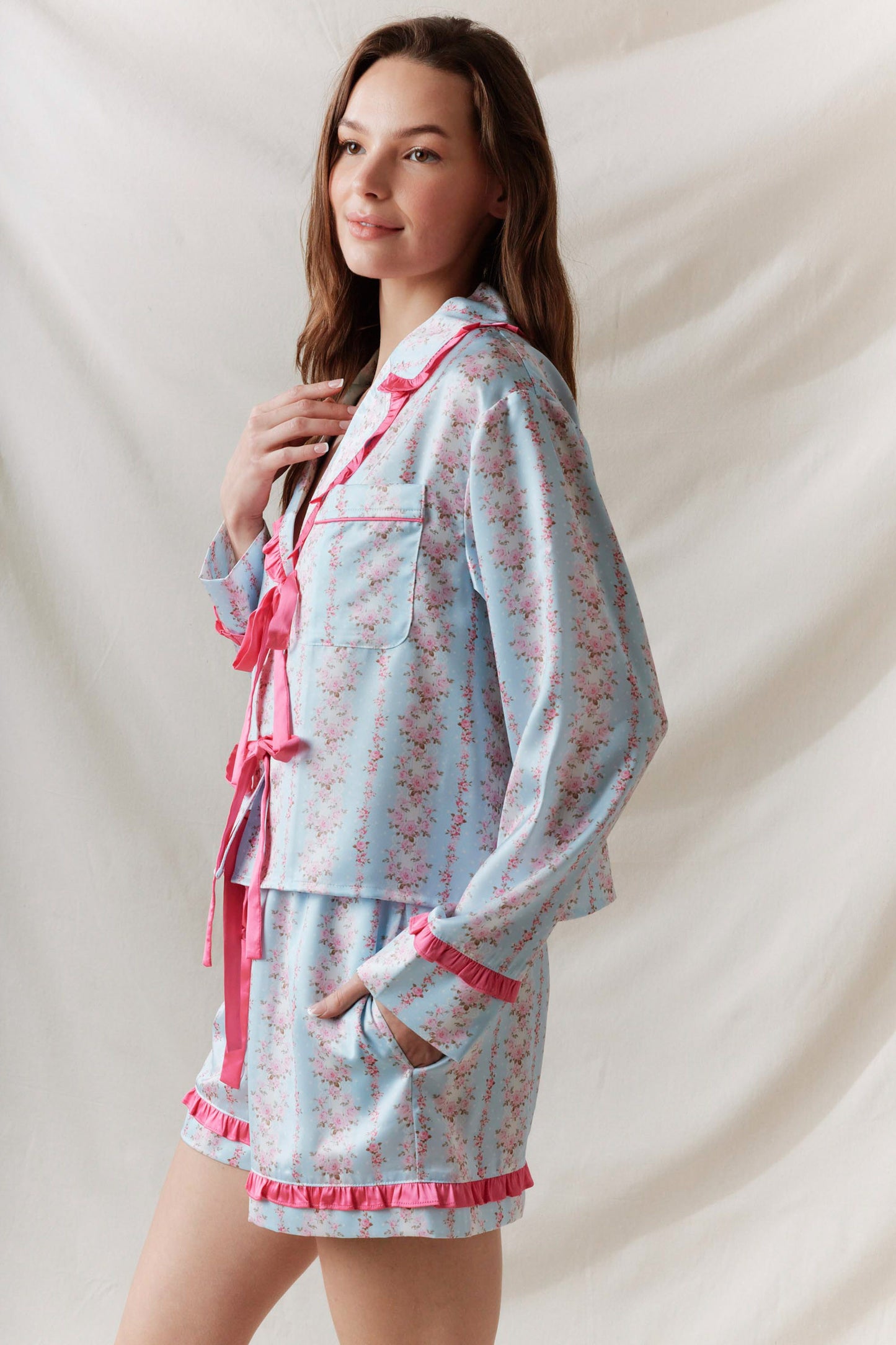 Fancy Floral Satin Pajamas