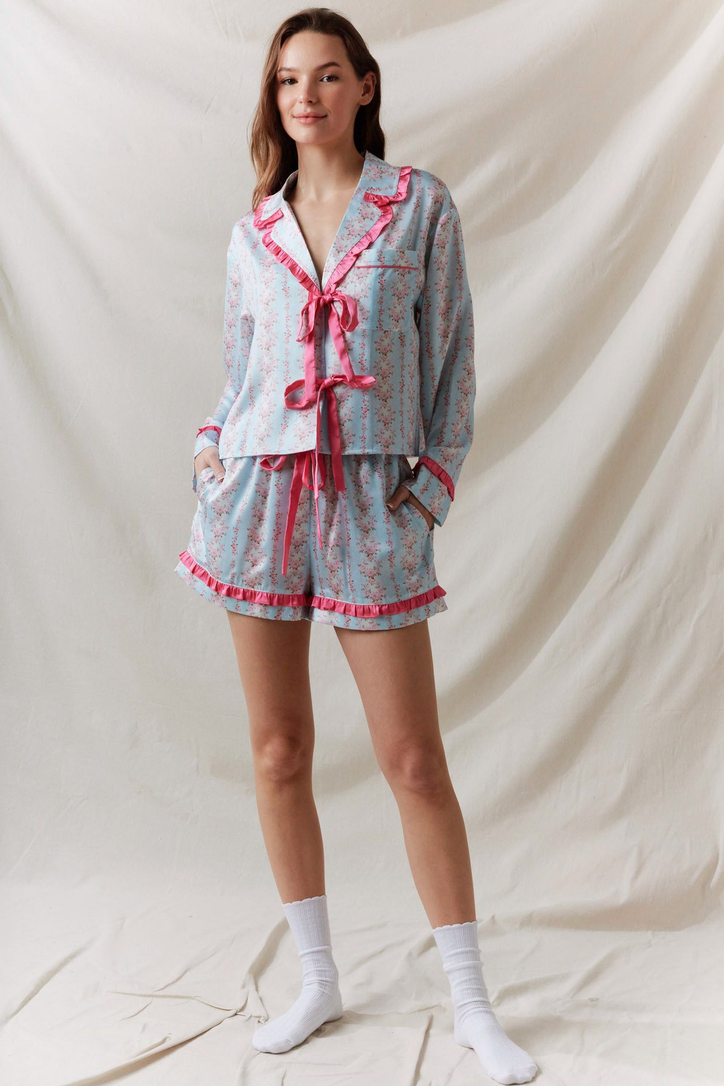 Fancy Floral Satin Pajamas