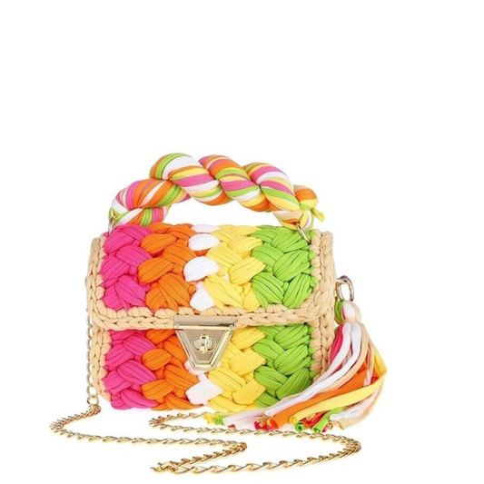 Neon Rainbow Montego Woven Bag