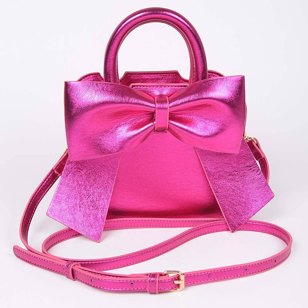 Metallic Bow Mini Bag: Fuschia