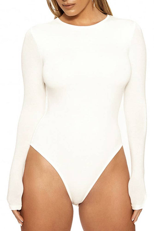 Long Sleeve Bodysuit- White