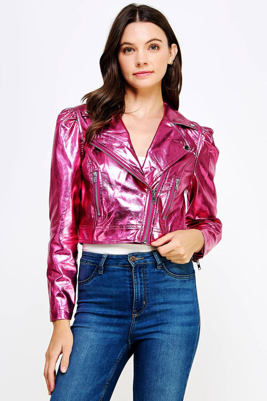 Margot Metallic Faux Leather Jacket