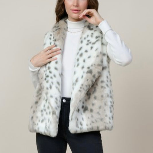 Snow Leopard Faux Fur Vest
