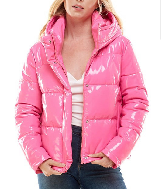 It Girl Hot Pink Puffer Coat